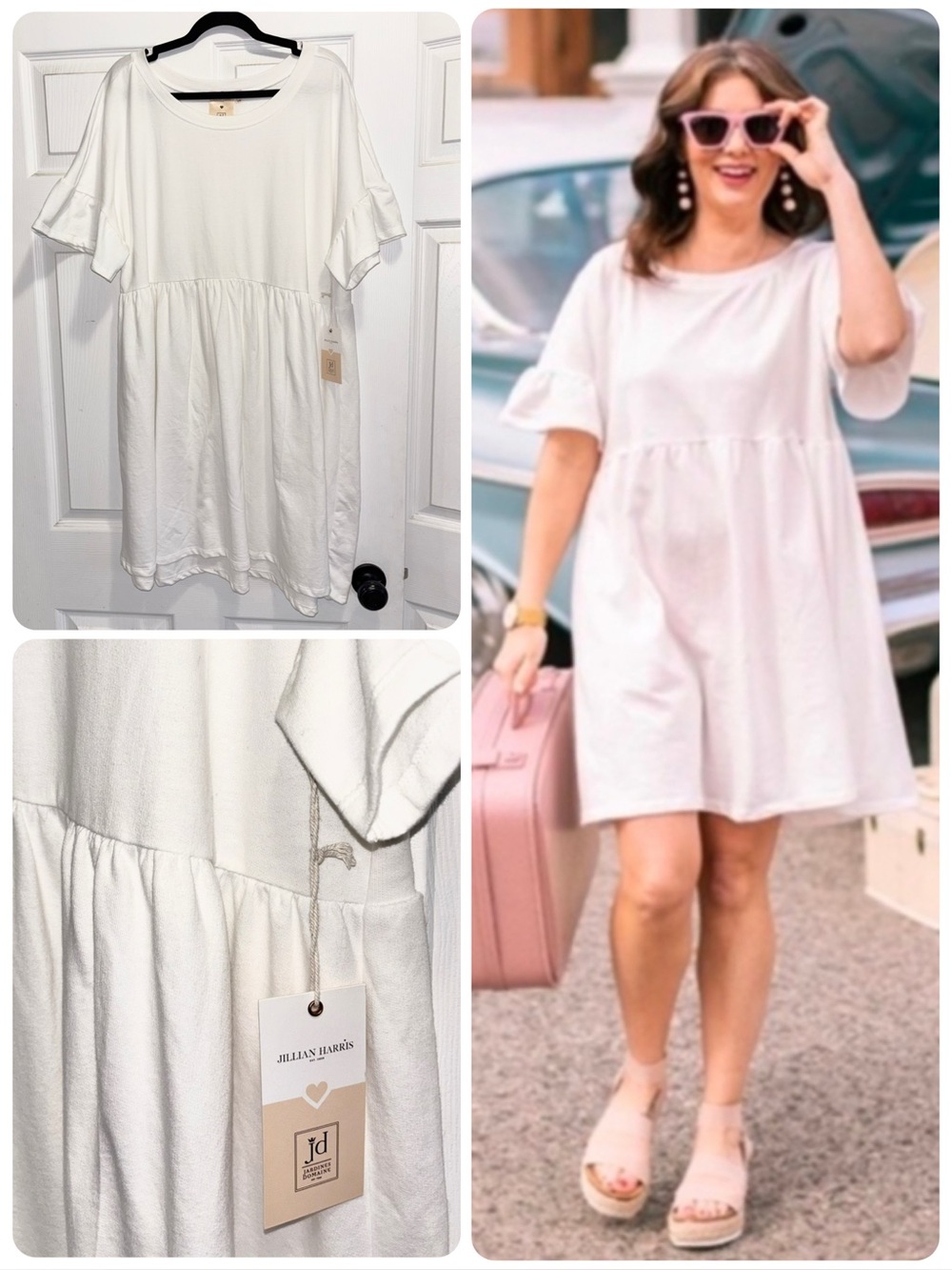 NWT Jillian Harris x Jardines Domaine Road Trip Dress White Size Large NEW